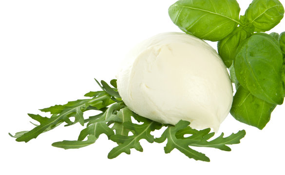 Mozzarella cheese and fresh basil (with clipping path)