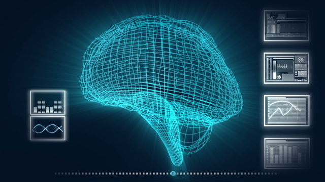 3D Motion Graphic of a Human Brain and DNA
