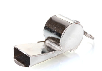 sport metal whistle isolated on white