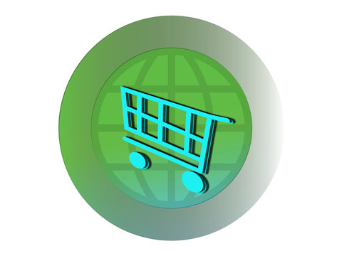 Cart button, shopping, illustration