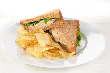 Tuna sandwich and potato chips