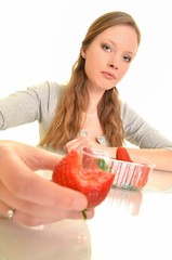 woman with strawberry