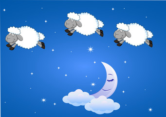 Obraz na płótnie Canvas Owce z księżyca i gwiazd