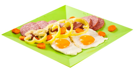 Plateau with fried eggs