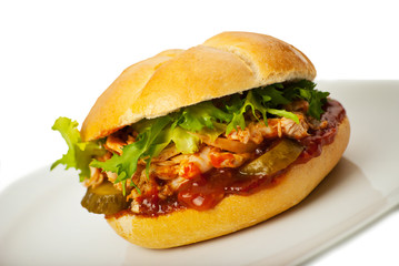 Close up of sanwich with chicken