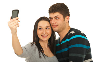 Young couple taking photo