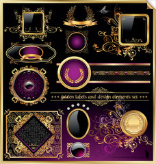 vector set: gold-framed labels