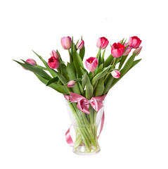 Pink tulips in the vase