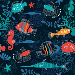 Photo sur Plexiglas Sous-marin modèle sans couture avec des poissons