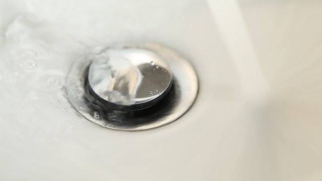 different angles from water flowing in basin