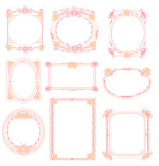 set of floral elements and frames
