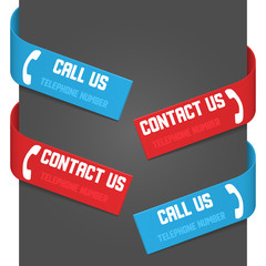 Left and right side signs - Call Us and Contact Us. Vector.