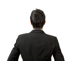 back of businessman looking