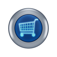 Steel button which Shopping cart symbol