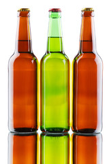 Beer bottles isolated on white background