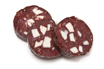 Black pudding or blood sausage slices
