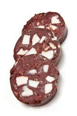 Black pudding or blood sausage slices
