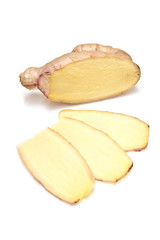 Root Ginger isolated on a white studio background.