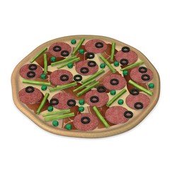 3d render of artificial pizza food