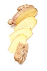 Root Ginger isolated on a white studio background.