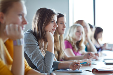 Fototapeta Students in class (color toned image) obraz