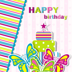 Template birthday greeting card, vector