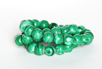 Green malachite necklace isolated