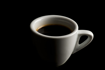 cup of coffee on black background