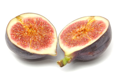 Fresh Fig Cut in Half Isolated on White Background