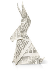 rabbit paper origami toy vector illustration isolated on white