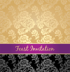 Seamless pattern, floral decorative background, lilac ribbon