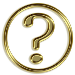 Ícone dourado - Ponto de interrogação no interior de um círculo