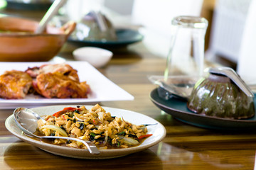 Stir fried pork whit basil