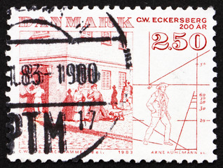 Postage stamp Denmark 1983 Street Scene by C. W. Eckersberg