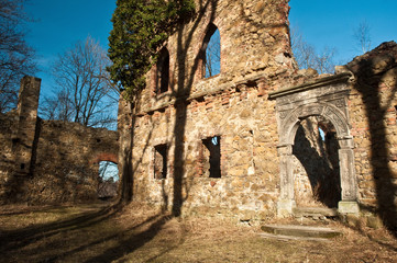 Fototapeta na wymiar Ruiny starego zamku Książ