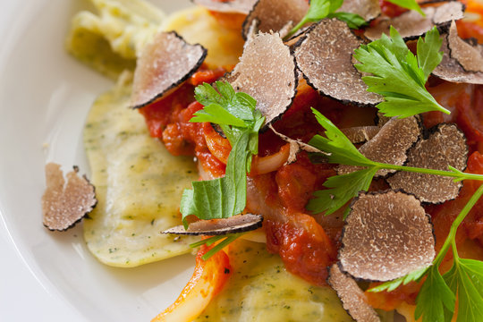 Black truffle ravioli pasta