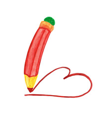 hand painted pencil and heart