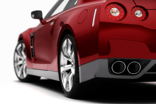 Rear of a red car (focused)