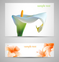 Background with White Calla and orange lilies