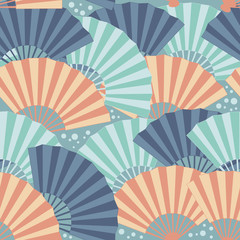 Colorful japanese fan seamless pattern