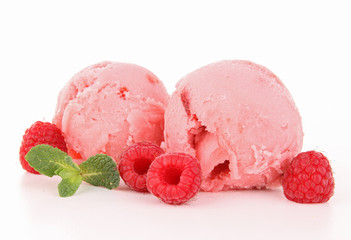 isolated raspberry ice cream