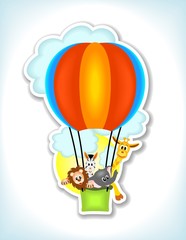 animals in hot air balloon