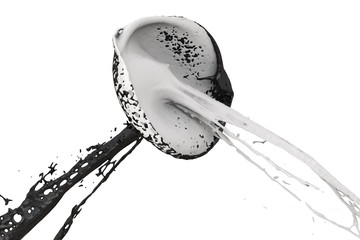 abstract black and white color splashes on white background