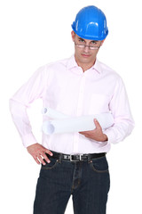 Draughtsman peering over his glasses