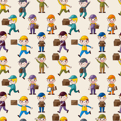 Express delivery people seamless pattern