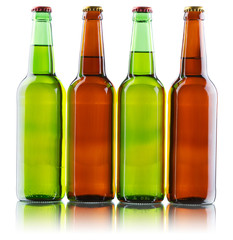 Beer bottles isolated on white background