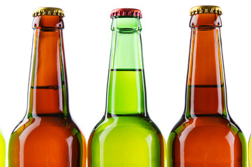 Beer bottles isolated on white background