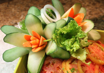 Eatible decorative flowers made of vegetables