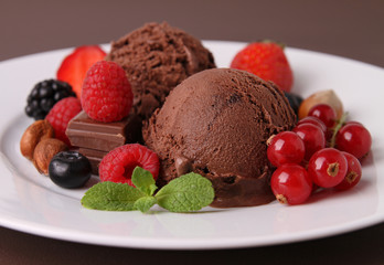 chocolate ice cream and red berry