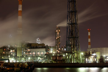 Oil Refinery on night